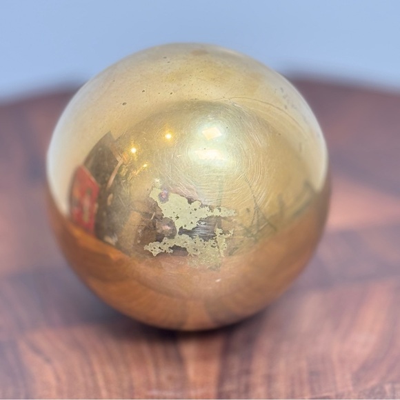 Vintage Decorative Brass Sphere Orb Ball 3.34” Diameter, 10 1/2” Circumference - Picture 4 of 7